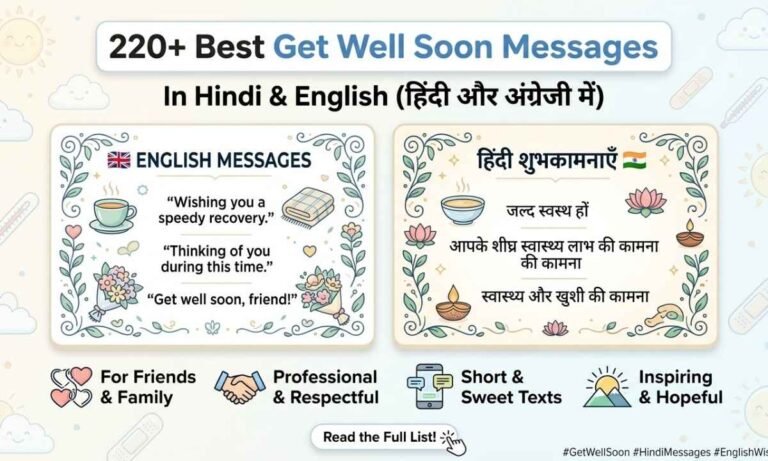 220+ Best Get Well Soon Messages in Hindi & English