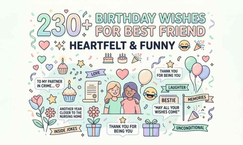 230+ Birthday Wishes for Best Friend — Heartfelt & Funny 🎂🎉