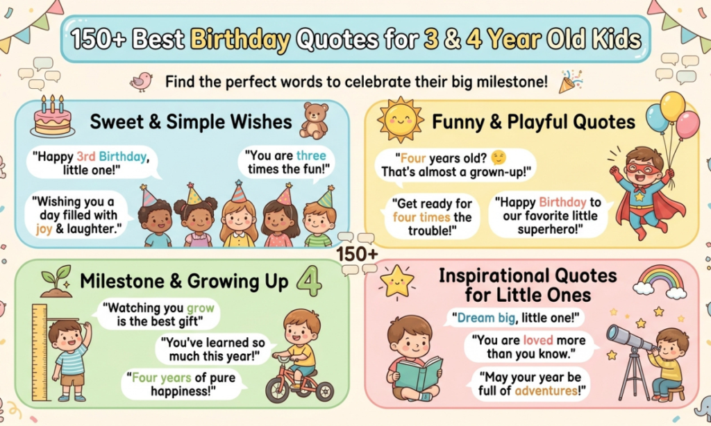 150+ Best Birthday Quotes for 3 & 4 Year Old Kids
