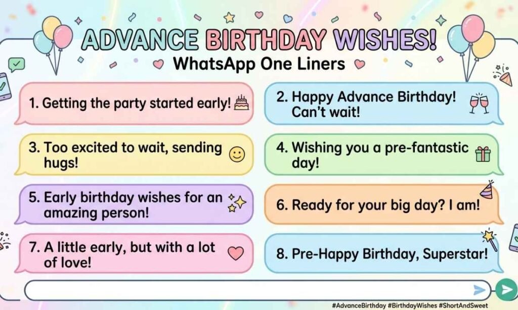 Advance Birthday Wishes WhatsApp One Liners